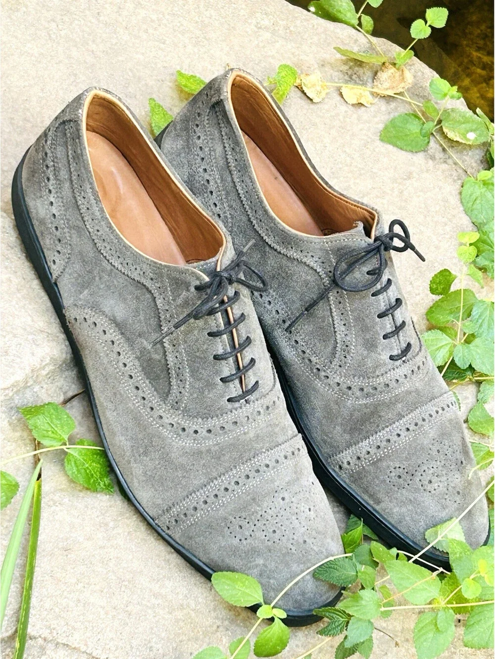 Allen Edmonds Strand Oxford Dress Sneaker Shoe Gray Leather Wingtip 13 EEE 3E